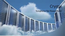  Presentation with town hall sky scrappers - Cool new theme with weather system - server towers against scenic view backdrop and a teal colored foreground