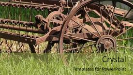  Presentation with farm machinery - Audience pleasing presentation theme consisting of mother and 8 months baby girl with baby food isolated on white backdrop and a coral colored foreground