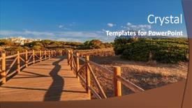  Presentation with calm sea - Beautiful slide set featuring weathered-lumber-path-leading backdrop and a teal colored foreground