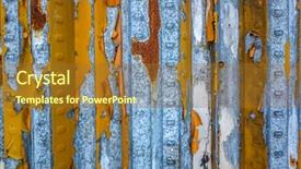  Presentation with blue yellow - PPT theme featuring weathered metal wall in yellow background and a tawny brown colored foreground