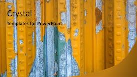  Presentation with yellow color - Cool new PPT layouts with weathered metal wall in yellow backdrop and a gold colored foreground