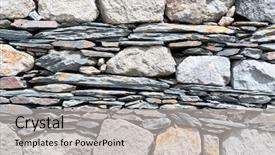  Presentation with stone - Cool new slide deck with weathered old stone wall background backdrop and a light gray colored foreground
