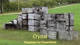  Presentation with land - Colorful PPT theme enhanced with weathered wooden grunge crates stacks on the farm land backdrop and a tawny brown colored foreground
