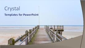  Presentation with sea - Presentation theme consisting of weathered-wooden-lookout-facing background and a sky blue colored foreground