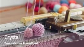  Presentation with knitting - Presentation theme featuring hand knitting machine a knitting background and a violet colored foreground