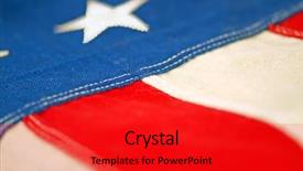  Presentation with weaving - PPT theme enhanced with weaving unit - aged hand sewn american flag background and a crimson colored foreground