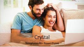  Presentation with web - Presentation theme enhanced with web 20 - couple sitting on sofa background and a coral colored foreground