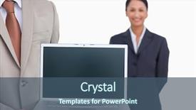  Presentation with colleague farewell goodby - Audience pleasing slide deck consisting of web 20 - laptop being presented by salesman backdrop and a ocean colored foreground