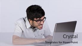  Presentation with teenager development - Theme with web 20 - nerd teenager working with his background and a light gray colored foreground