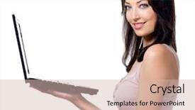  Presentation with web - Colorful slides enhanced with web 20 - portrait of young beautiful brunnete backdrop and a soft green colored foreground