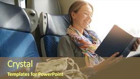  Presentation with train - Audience pleasing presentation theme consisting of web 20 - relaxed young woman reading backdrop and a tawny brown colored foreground