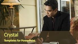  Presentation with taking notes - Slide deck with web 20 - young asian businessman looking background and a tawny brown colored foreground