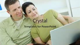  Presentation with broken home upset couple - Cool new presentation theme with web 20 - young couple sitting on couch backdrop and a mint green colored foreground