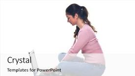  Presentation with clothing - Cool new presentation with web 20 - young woman in casual clothing backdrop and a white colored foreground