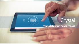  Presentation with web - Slides with web against male using digital tablet at table background and a teal colored foreground