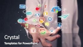  Presentation with social media network - PPT theme having hand-drawn social media icon background and a wine colored foreground