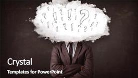  Presentation with question marks - PPT theme featuring web background - business man cloud head background and a wine colored foreground