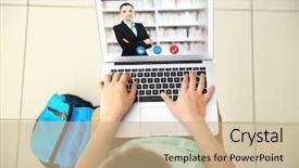  Presentation with video conferencing - Cool new presentation theme with web cam - boy video conferencing with tutor backdrop and a coral colored foreground