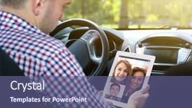  Presentation with video conferencing - Theme having web cam - man video conferencing on tablet background and a ocean colored foreground