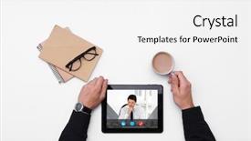  Presentation with video conferencing - Beautiful slide deck featuring web cam - man video conferencing with lawyer backdrop and a white colored foreground