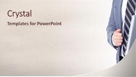  Presentation with laptop - PPT theme having web collage - businessman with laptop background and a  colored foreground