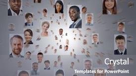  Presentation with animated business people - Beautiful theme featuring web collage - lots of isolated portraits backdrop and a gray colored foreground
