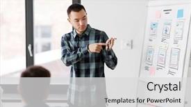  Presentation with web technology - Theme having web conference - business technology and people concept background and a light gray colored foreground