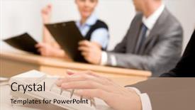  Presentation with photo - Amazing presentation theme having web conference - photo of female s hands backdrop and a  colored foreground