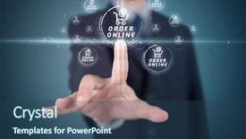  Presentation with promotion - Theme having web design free - businessman pressing promotion and shipping background and a ocean colored foreground