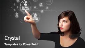  Presentation with shipping - Amazing theme having web design free - businesswoman pressing promotion and shipping backdrop and a dark gray colored foreground