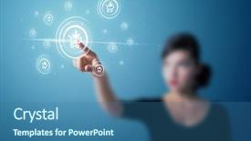  Presentation with promotion - PPT layouts consisting of web design free - businesswoman pressing promotion and shipping background and a  colored foreground