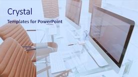  Presentation with web design - Theme featuring web design free - stylish workplace with computer background and a sky blue colored foreground