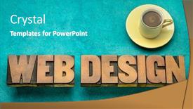  Presentation with wood type design - Presentation having web-design-word-abstract background and a teal colored foreground