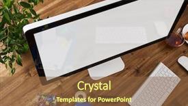  Presentation with notebook - Slide set featuring web designer - workplace with notebook office supplies background and a tawny brown colored foreground