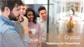  Presentation with sticky notes - Colorful slide deck enhanced with web-designer-as-a-creative backdrop and a coral colored foreground