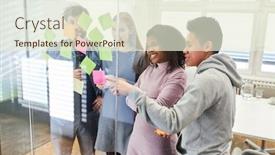  Presentation with sticky notes - Amazing PPT layouts having web-designer-brainstorming-with-sticky backdrop and a cream colored foreground