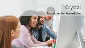  Presentation with team work - Slides enhanced with web-designers-and-web-developers background and a light gray colored foreground