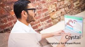  Presentation with dating - Cool new slide deck with web digital - dating website against concentrated businessman backdrop and a lemonade colored foreground