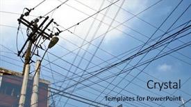  Presentation with power grid - PPT theme consisting of web like pattern of power background and a teal colored foreground