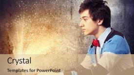  Presentation with work - Audience pleasing PPT layouts consisting of web marketing - image of young businessman backdrop and a  colored foreground