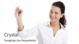  Presentation with primitive drawing - Amazing slides having web meeting - young businesswoman drawing something copyspace backdrop and a white colored foreground