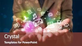  Presentation with beautiful young woman getting face - PPT theme enhanced with web newspaper - young beautiful woman presenting colorful background and a tawny brown colored foreground