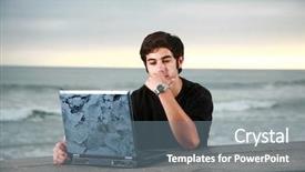  Presentation with summer school - Audience pleasing slides consisting of web on his laptop computer backdrop and a  colored foreground