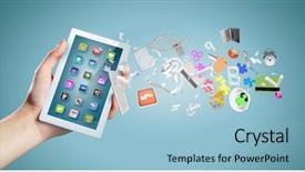  Presentation with smart - Beautiful theme featuring web portal - close up of human hand backdrop and a light blue colored foreground