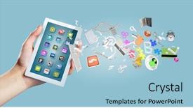  Presentation with smart - Cool new presentation theme with web portal - close up of human hand backdrop and a light blue colored foreground