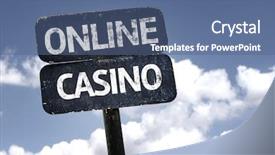 Presentation with casino - Presentation theme featuring web portal - online casino sign with clouds background and a ocean colored foreground