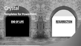  Presentation with heaven hell - PPT theme featuring web portal - two ancient gates hell background and a gray colored foreground