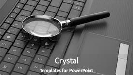  Presentation with web - Beautiful presentation design featuring web search - magnifying glass on laptop computer backdrop and a gray colored foreground