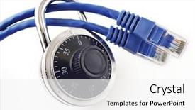  Presentation with web security - Audience pleasing presentation theme consisting of web security - padlock on two network cables backdrop and a white colored foreground