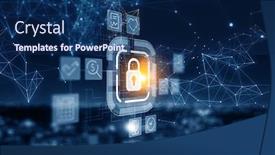  Presentation with web security - Presentation theme having web-security-icon-mixed-media background and a navy blue colored foreground